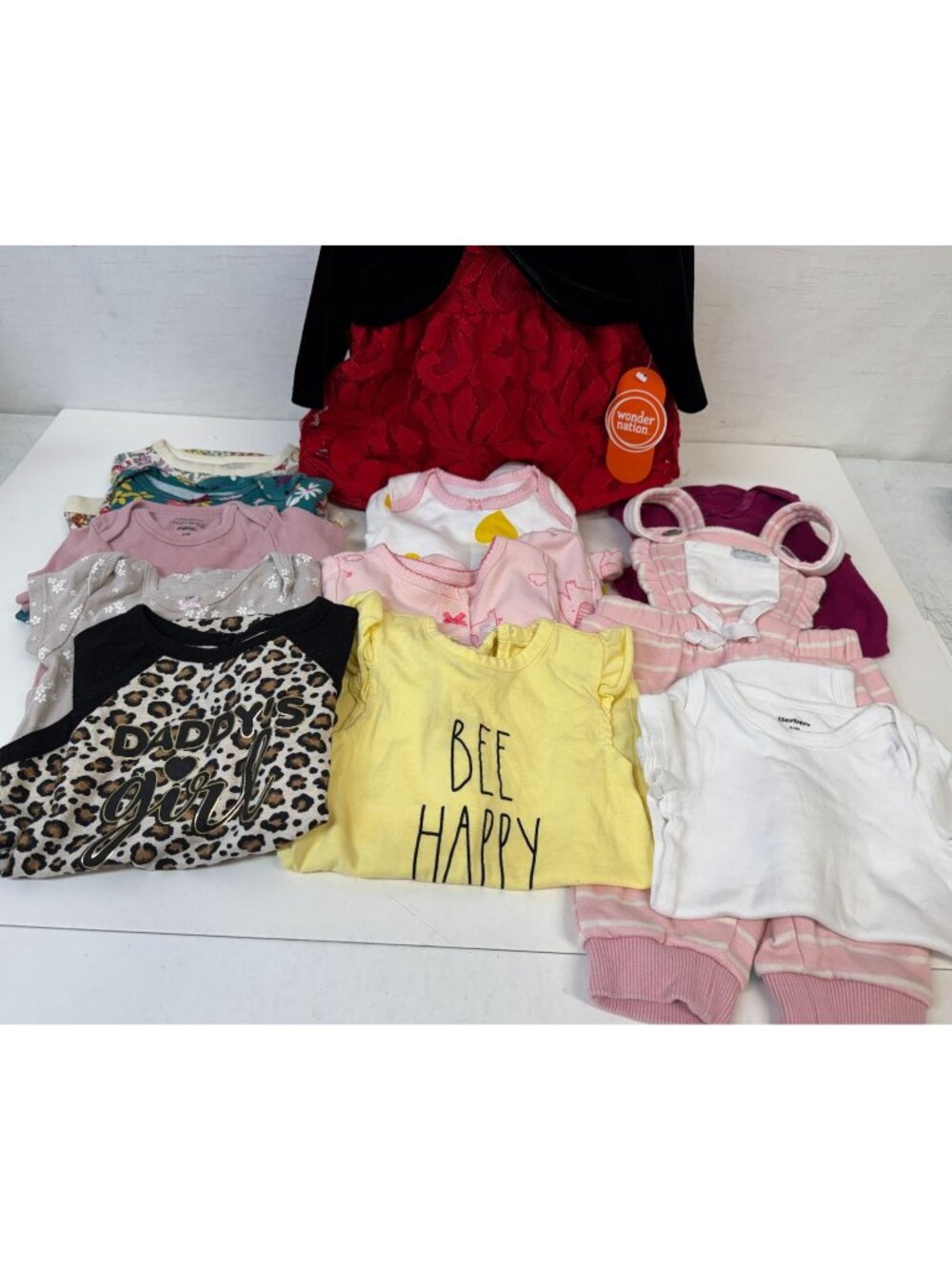 Girls Baby 0-3 clothes- like new -Onsies- and Dress
